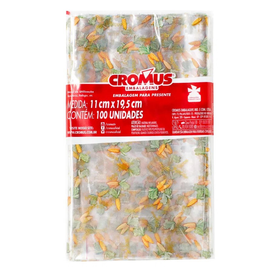 SACO TRANSP 11X19,5 CENOURINHAS PT C/100 UN