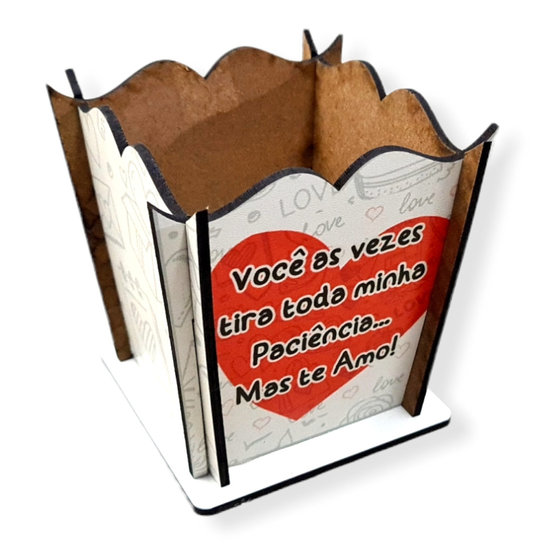 CACHEPOT EM MADEIRA FLORK PACIENCIA 8,5X8,5X10CM C/1 UN