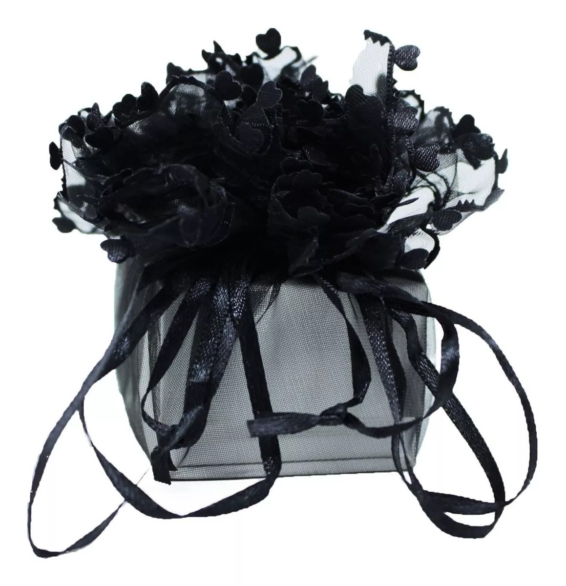 SAQUINHO DE ORGANZA REDONDO PRETO TAM. 26CM C/1 UN