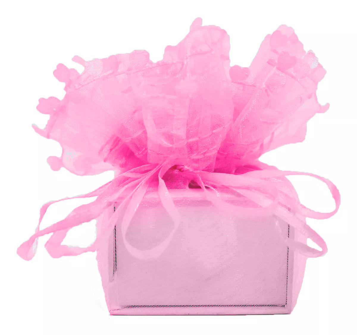 SAQUINHO DE ORGANZA REDONDO PINK TAM. 33CM C/1 UN