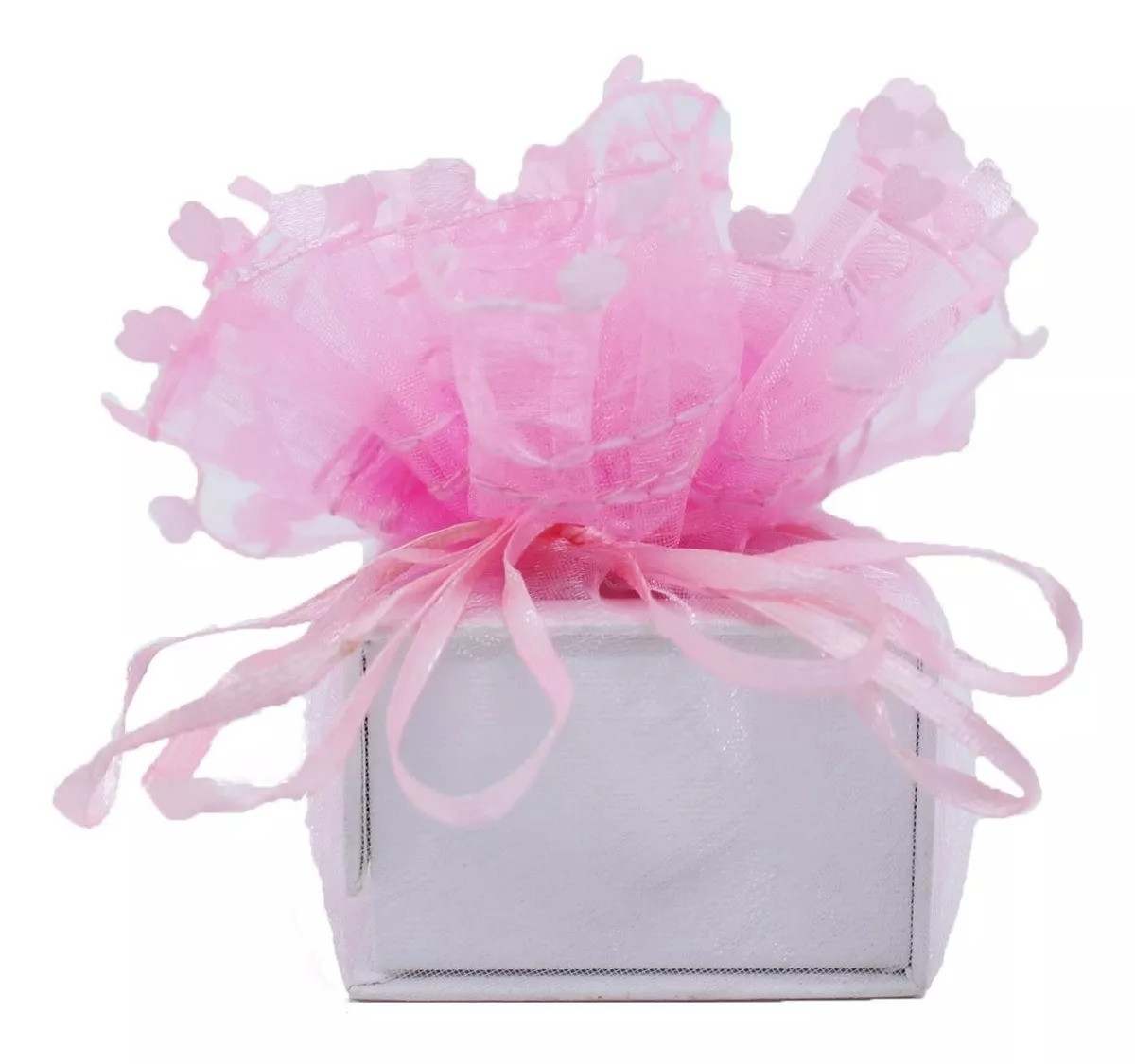 SAQUINHO DE ORGANZA REDONDO ROSA TAM. 33CM C/1 UN