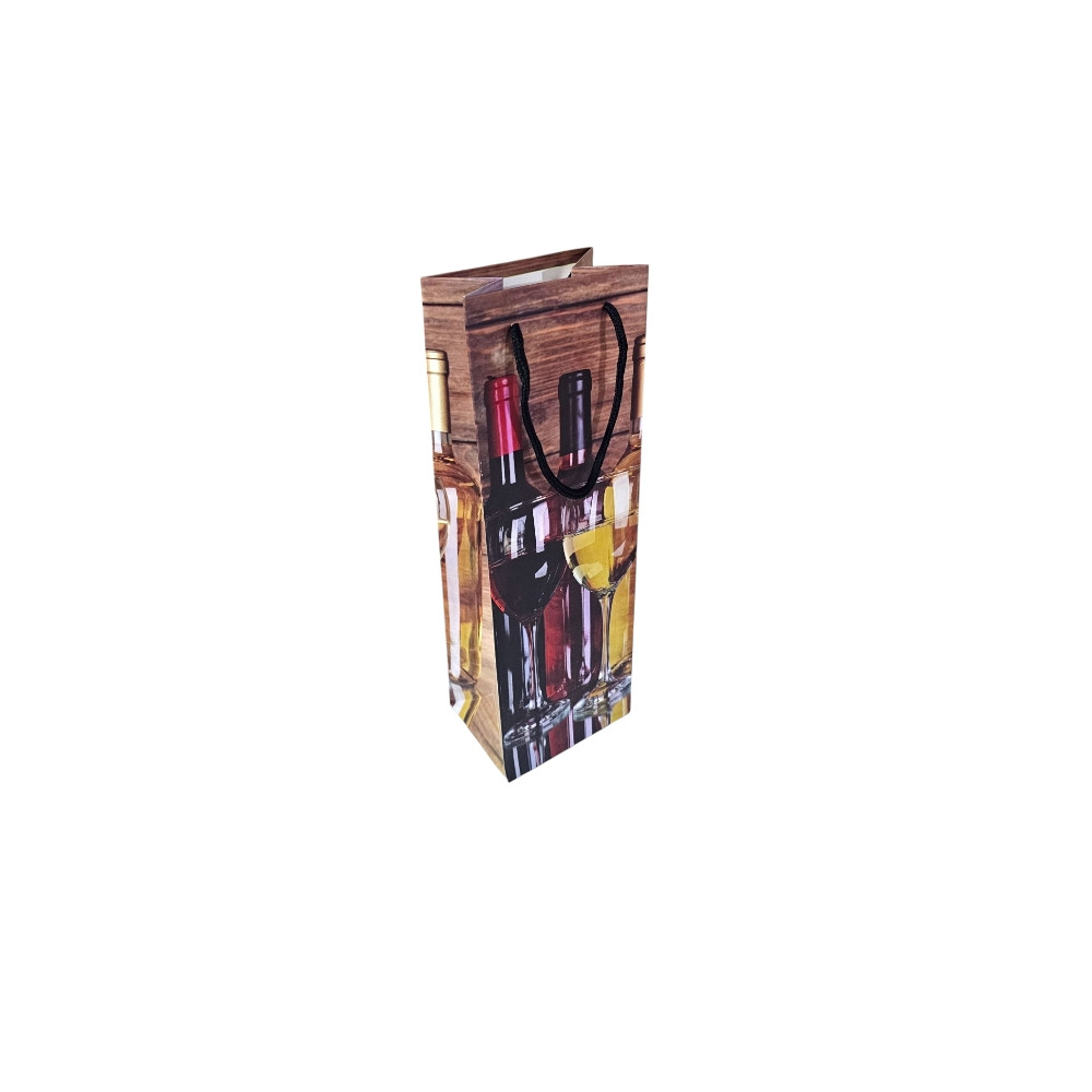 SACOLA P/ GARRAFA TAM 12,8X38X8,4CM VINHO E TACA C/1 UN