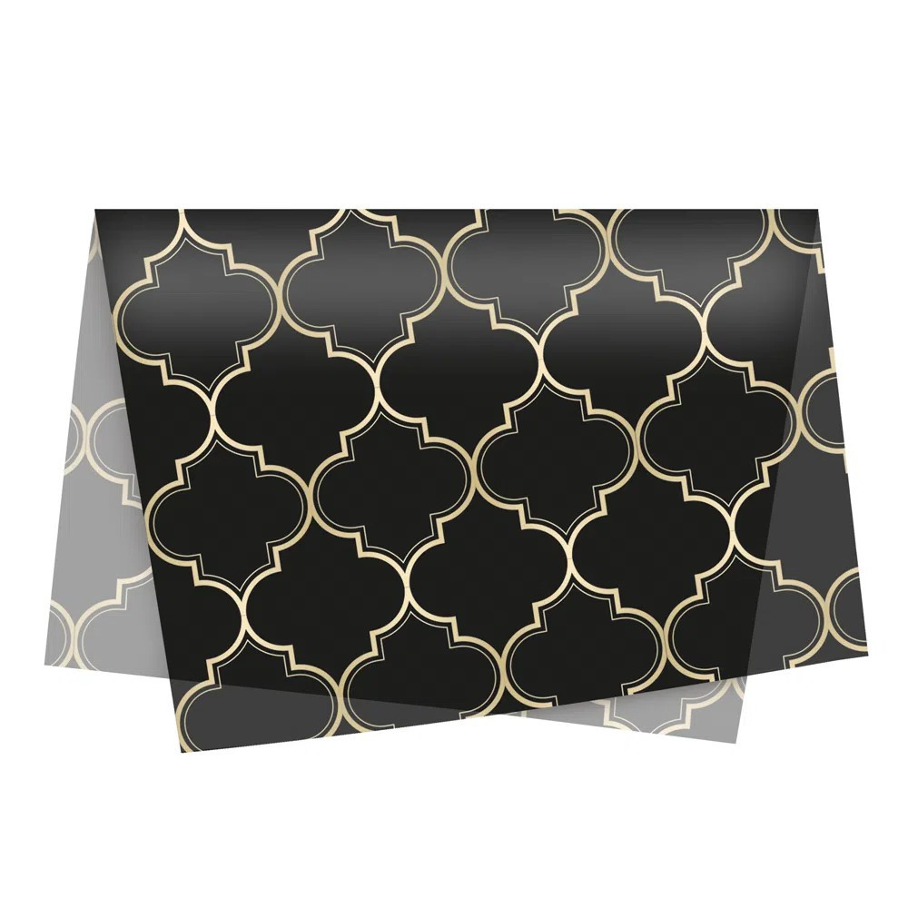 PAPEL SEDA NURIA PRETO C/OURO 49X69 PT C/50 UN