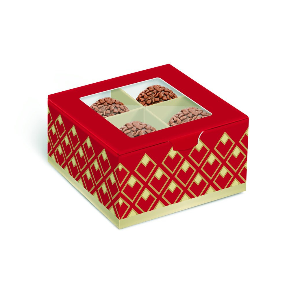 CX P/4 BRIGADEIROS JOUR VM/OU 8,5X8,5X4,5 PT C/1 UN