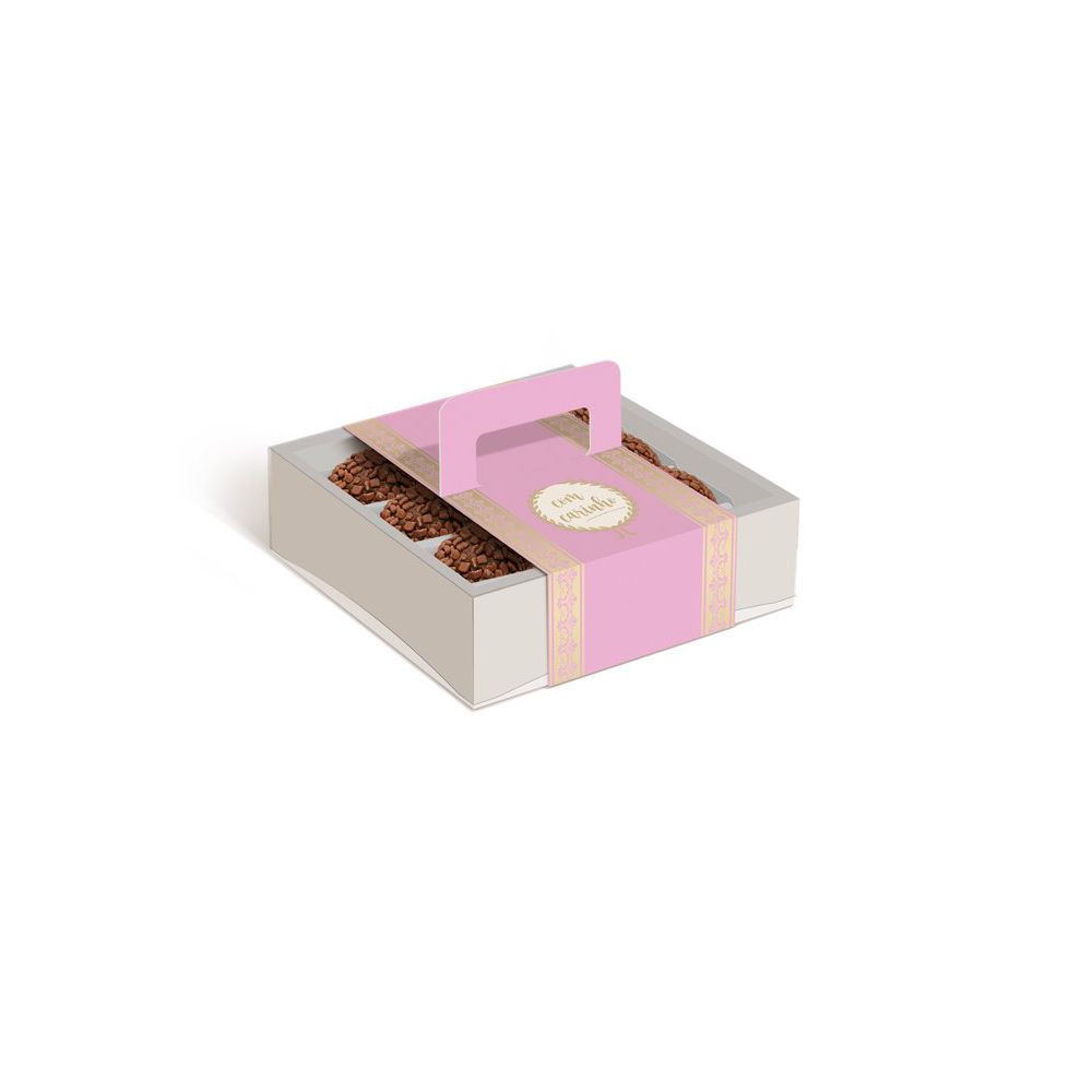 CX P/4 DOCES C/ALCA E VISOR COM CARINHO ROSA 9X9X4 C/1 UN
