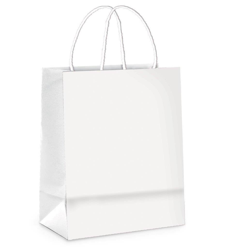 SACOLA PAPEL BRANCO M 26X19.5X9.5 C/1 UN