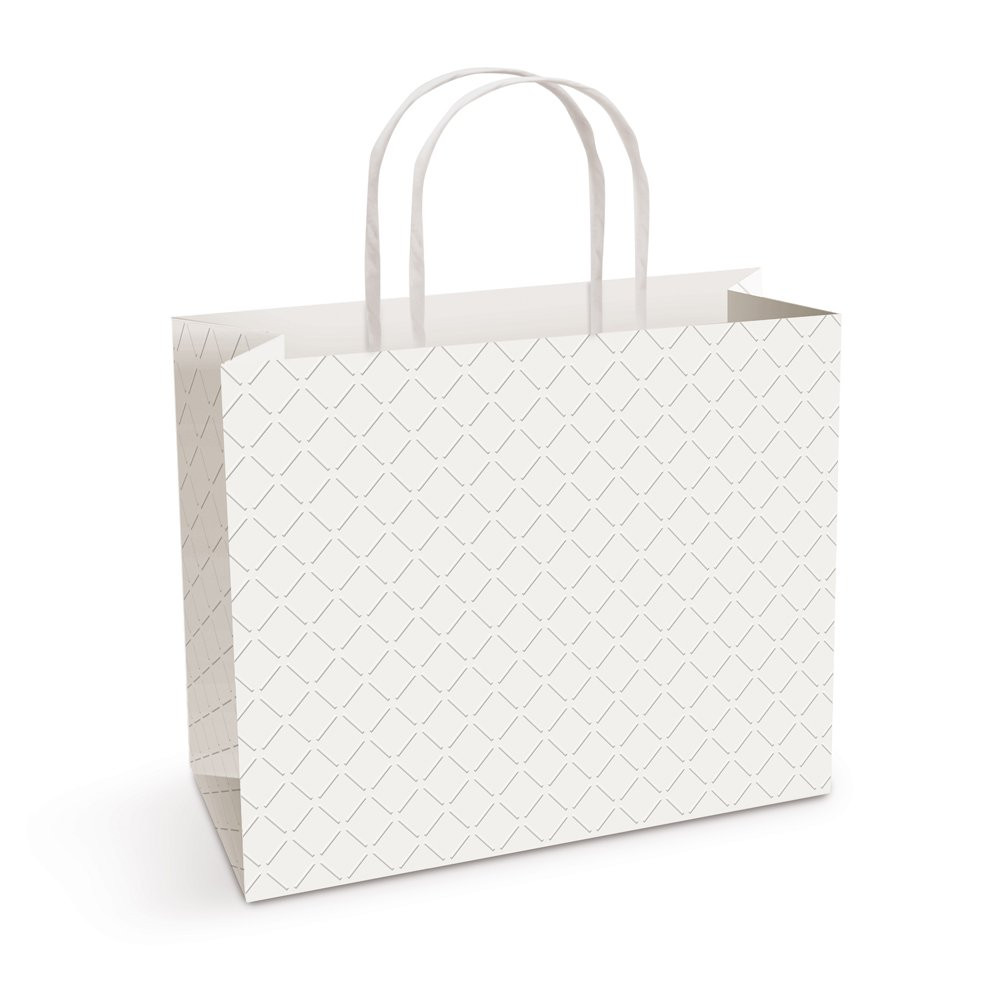 SACOLA PAPEL HORIZONTAL RELEVO BRANCO M 22X30X9 C/1 UN
