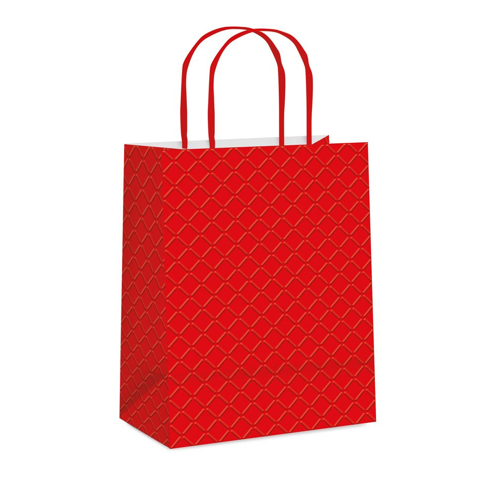 SACOLA PAPEL RELEVO VERMELHO M 26X19,5X9,5 C/1 UN CFSC