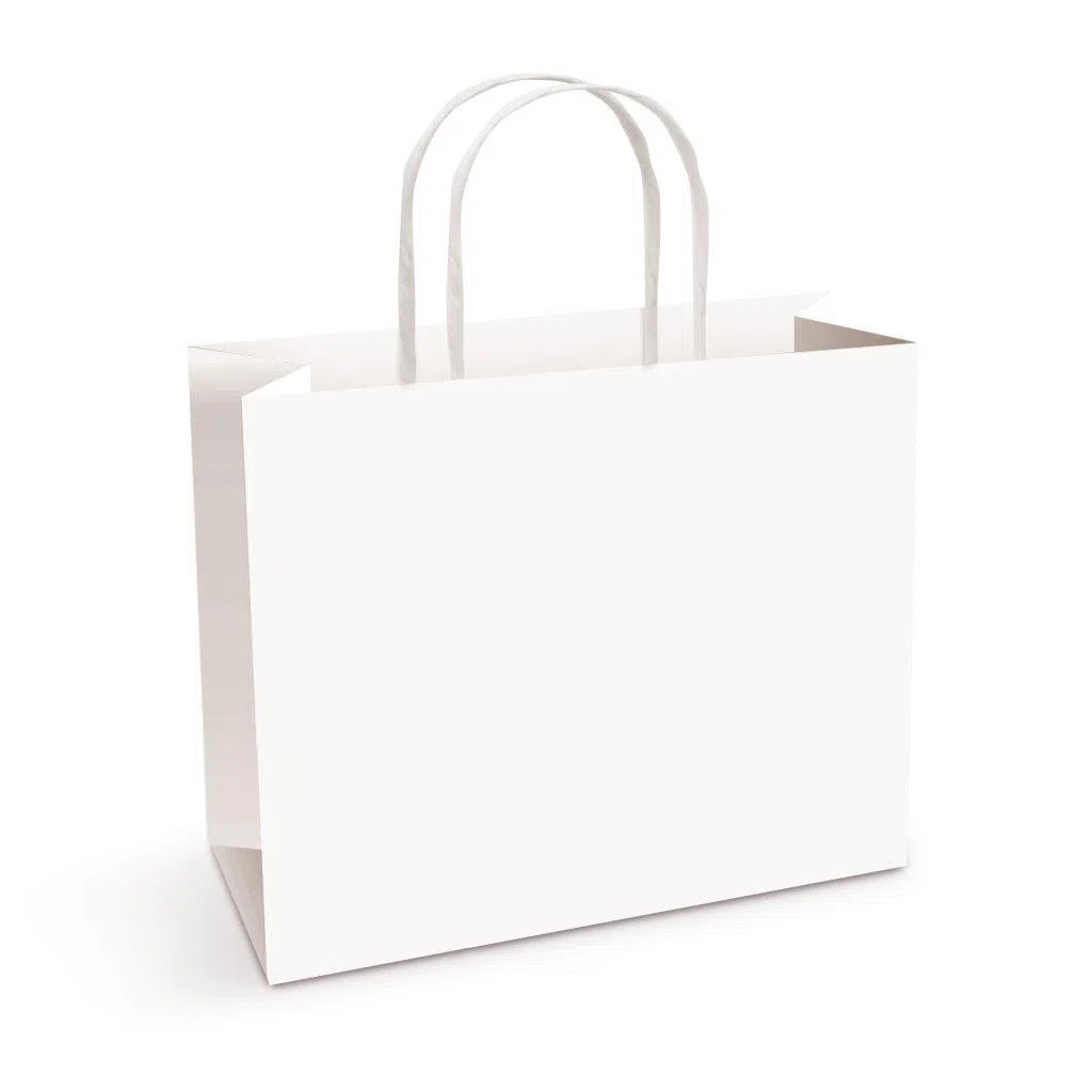 SACOLA PAPEL HORIZONTAL BRANCO G 28X38X12 C/1 UN