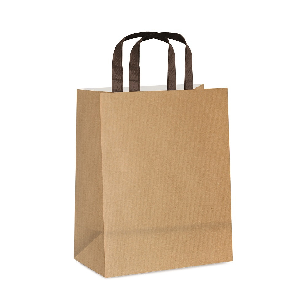 SACOLA PAPEL KRAFT C/ALCA CHATA PTO G 32X26,5X13 C/1 UN