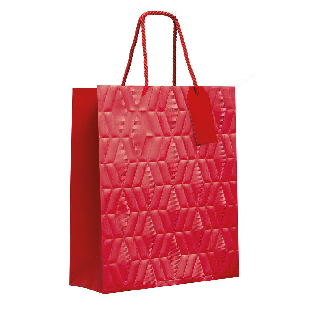 SACOLA PREMIUM LISA VERMELHA C/RELEVO G 34X38X15 C/1 UN CFSC