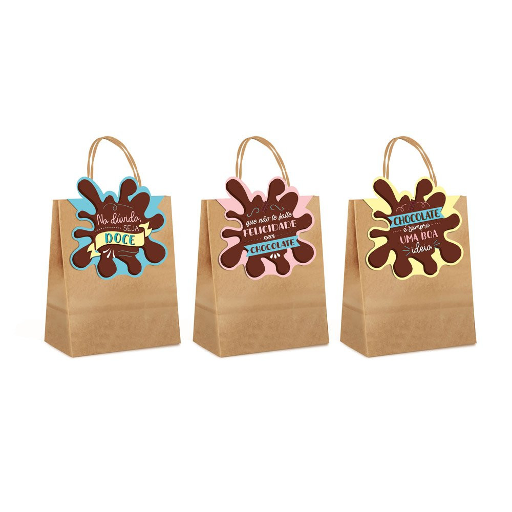 SACOLA C/FECHA CHOCOMANIA SORT M 26X19,5X9,5 KIT C/1 PC