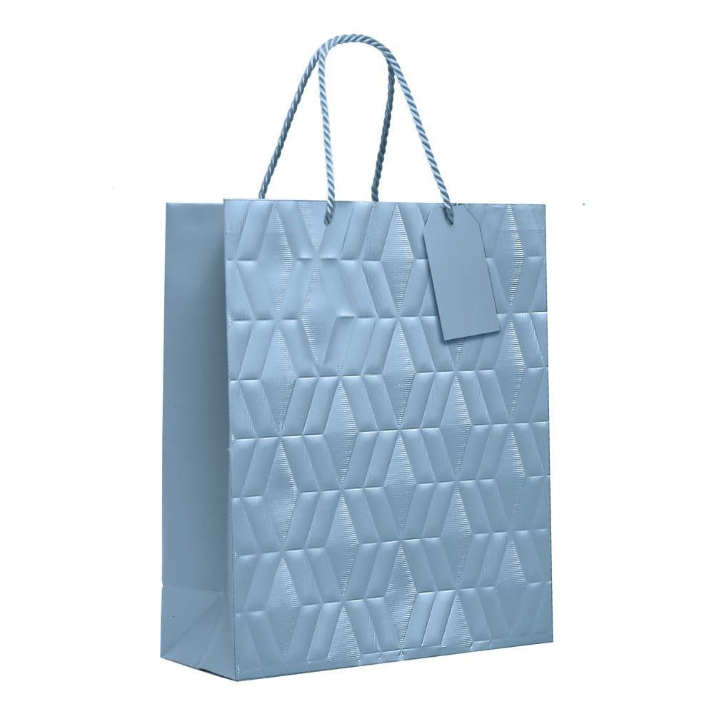 SACOLA PREMIUM C/RELEVO AZUL BEBE G 34X38X15 C/1 UN CFSC