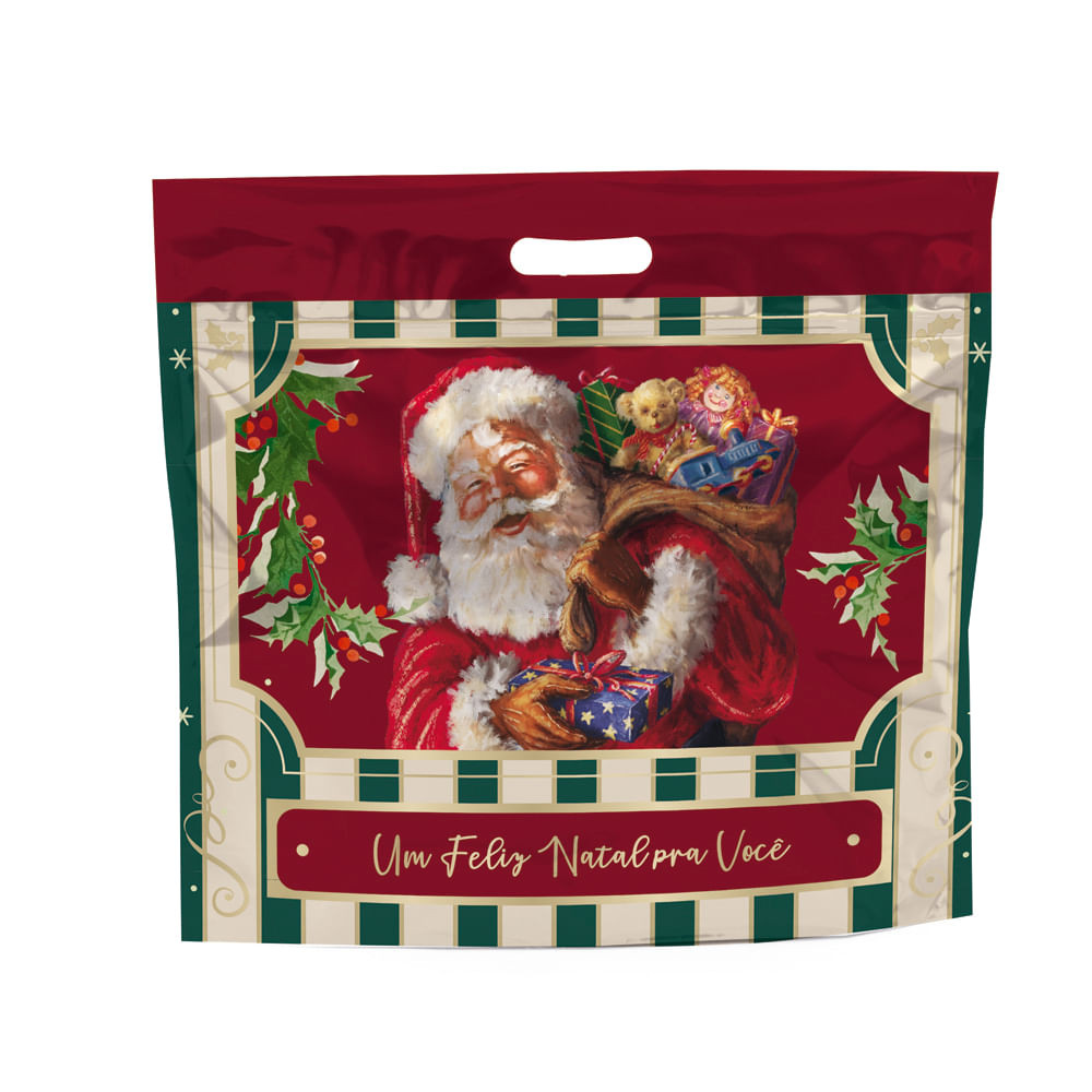 SACOLA LAM C/ZIPER 46X43+5 SANF NOEL CARMIN C/1 UN
