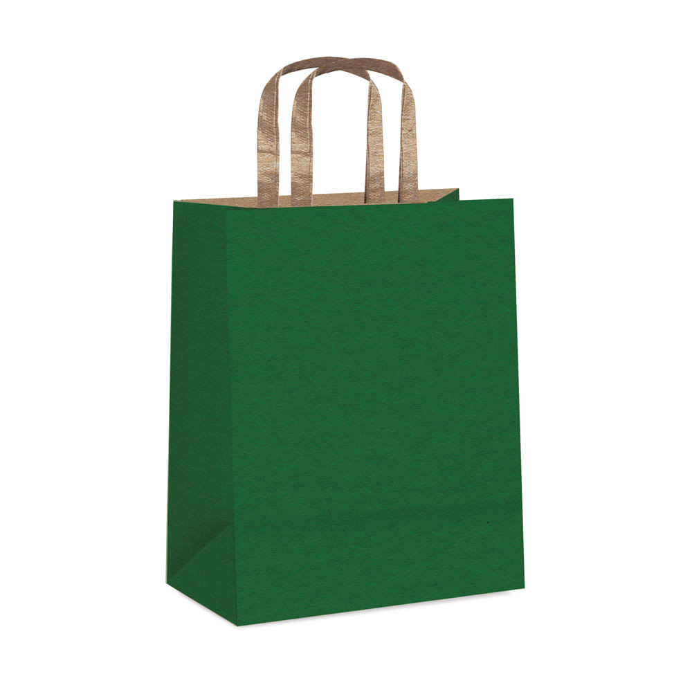 SACOLA PAPEL VERDE C/ALCA CHATA KRAFT G 32X26,5X13 C/1 UN
