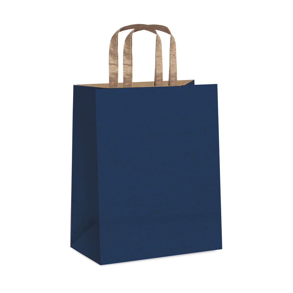 SACOLA PAPEL AZUL C/ALCA CHATA KRAFT G 32X26,5X13 C/1 UN