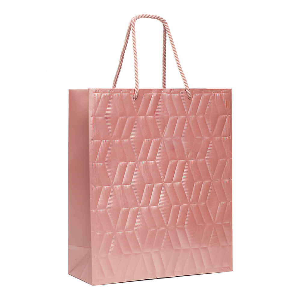 SACOLA PREMIUM C/RELEVO ROSE GOLD P 23X19X10 C/1 UN CFSC