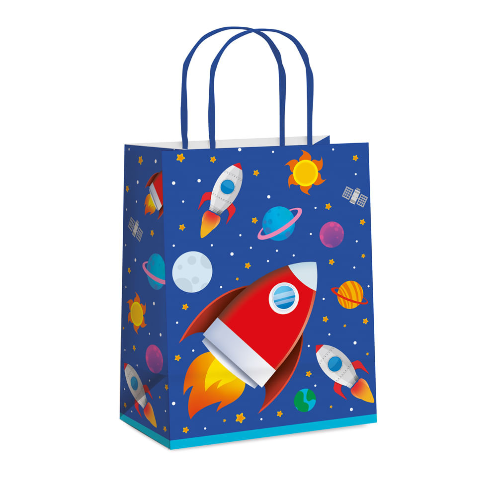 SACOLA PAPEL FOGUETE COSMICO M 26X19,5X9,5 C/1 UN CFSC