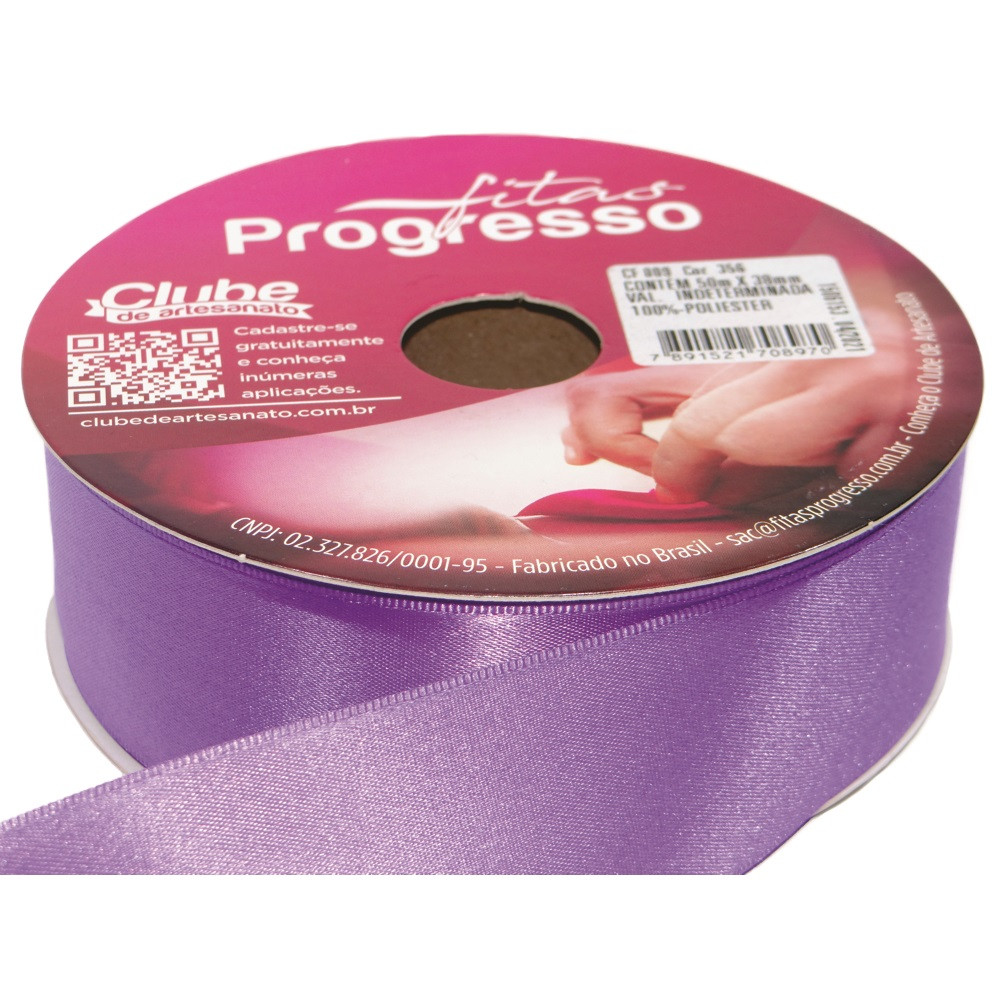 FITA CETIM SIMPLES CF005 22MM COR 356 LILAS LAVANDA ROL 50 METROS