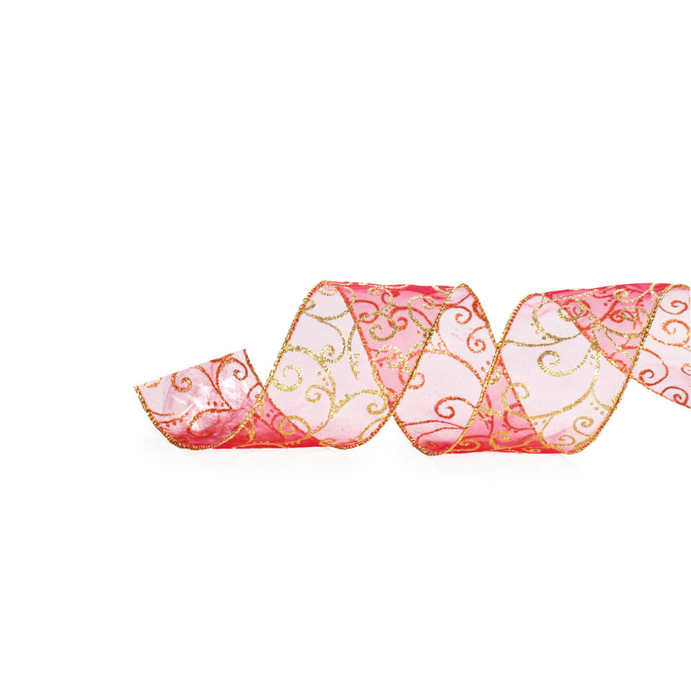 FITA ARABESCO VRM/OUR 3,8CM (FITAS NATALINAS) C/1 UN