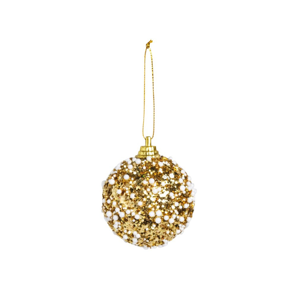 BOLA GLITTER C/NEVE OUR/BCO 5CM (BOLAS) JG C/6 PC