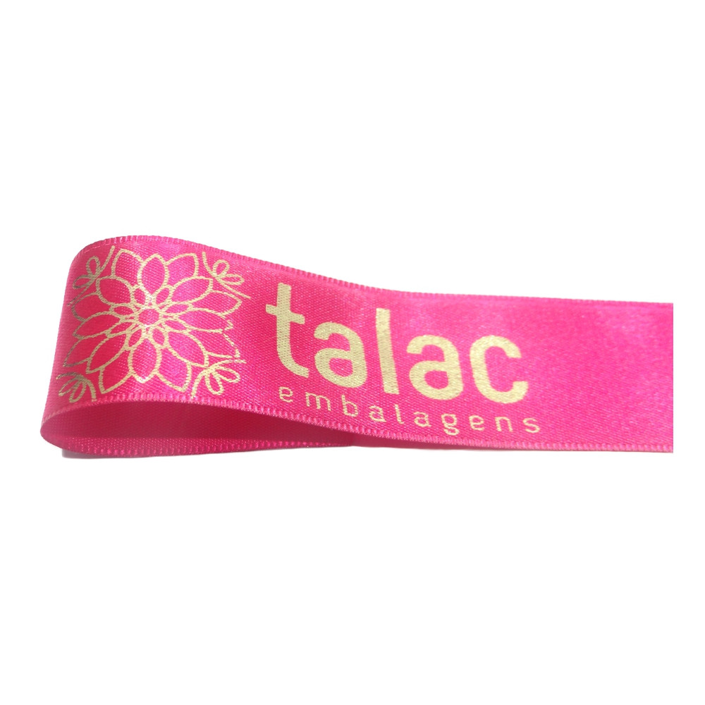 FITA CETIM SIMPLES TOQUE SUAVE CFS002 10MM COR 303 PINK ROL 50 METROS C/ DOURADO