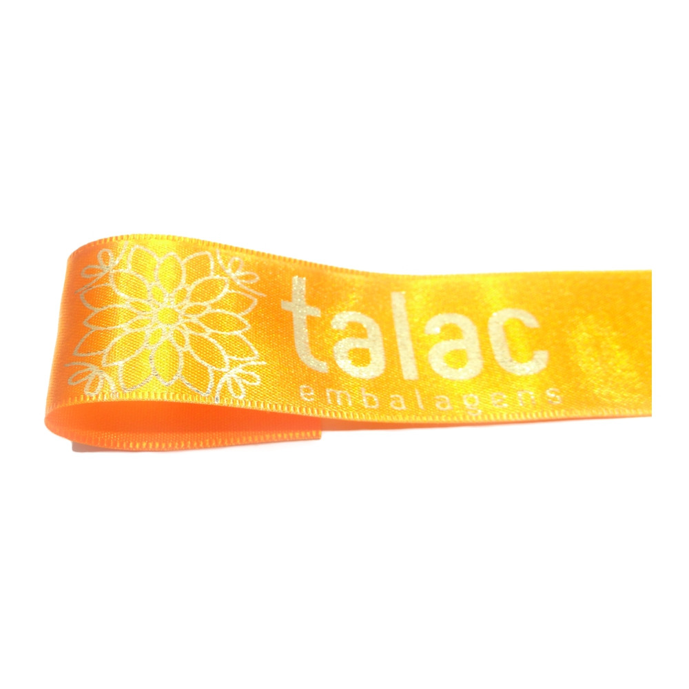 FITA CETIM SIMPLES TOQUE SUAVE CFS005 22MM COR 066 LARANJA ROL 50 METROS C/ DOURADO