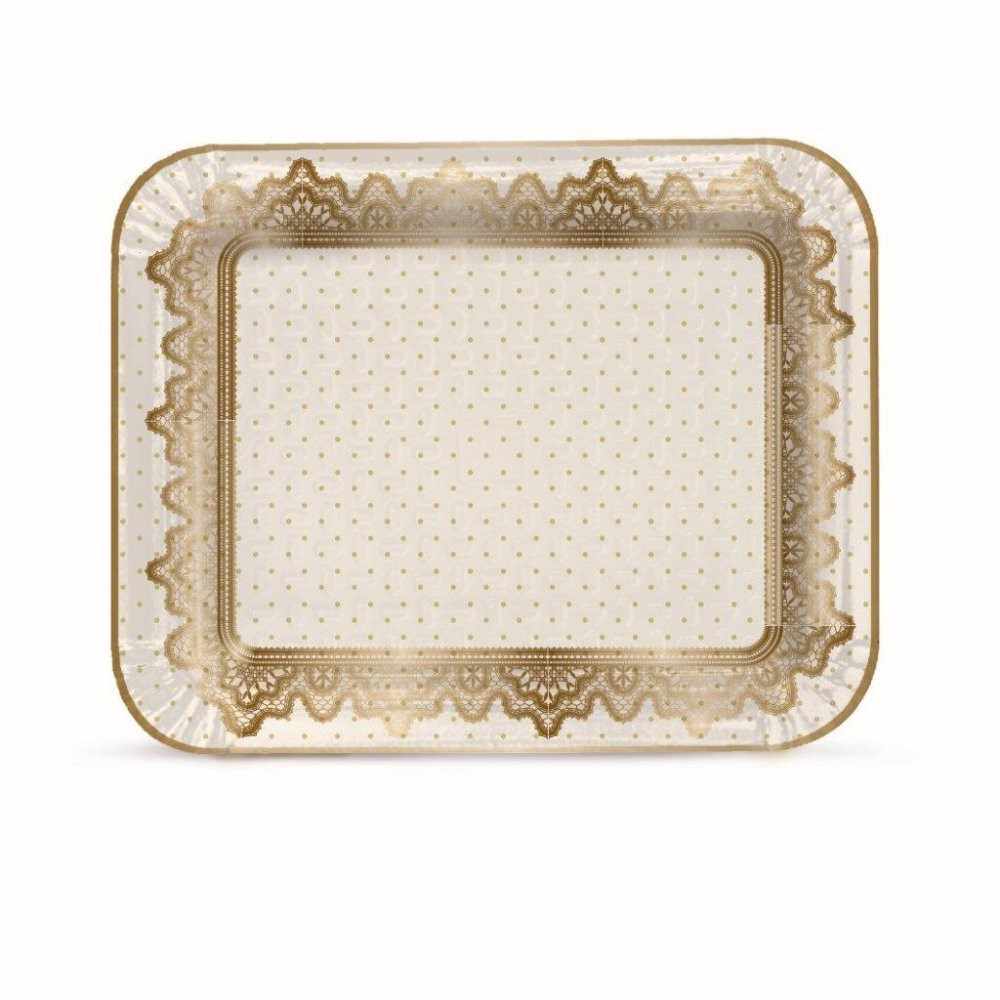 BANDEJA LAMINADA RENDA MARFIM/OURO R4 C/1 UN