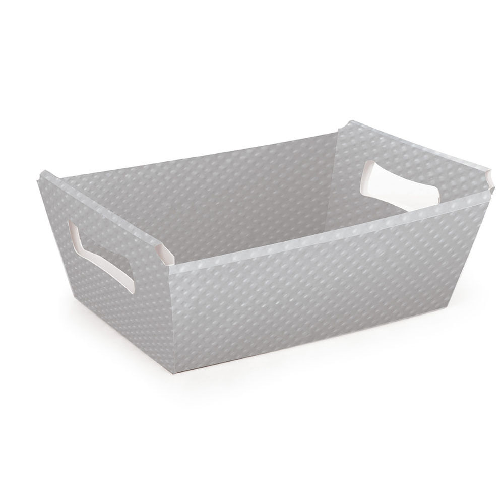 CESTA DE CARTAO CRISTALINO PRATA MG 27X18,5X9,5 C/1 UN