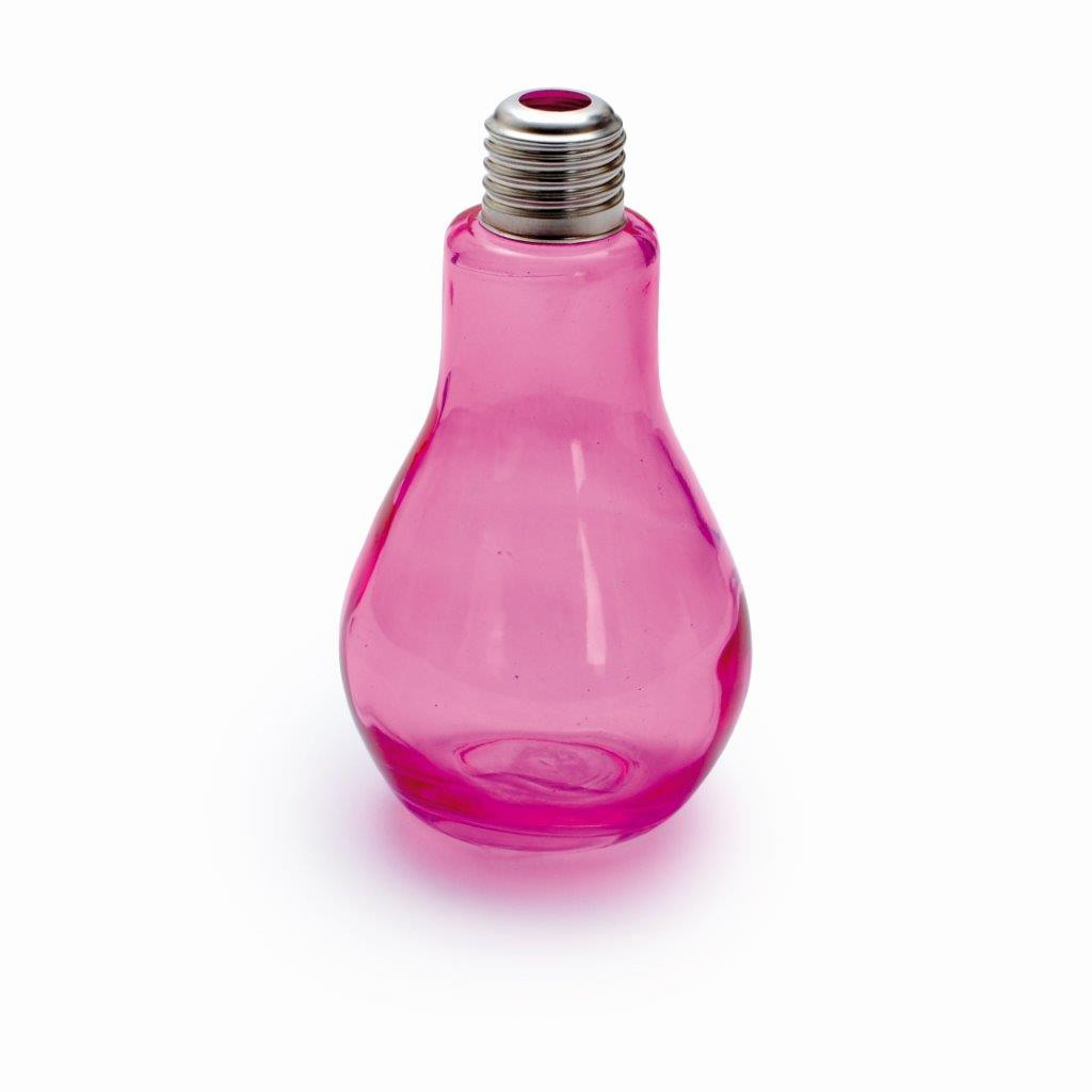 LAMPADA DE VIDRO P/BEBIDA ROSA 7,5X7,5X15,5 C/1 UN