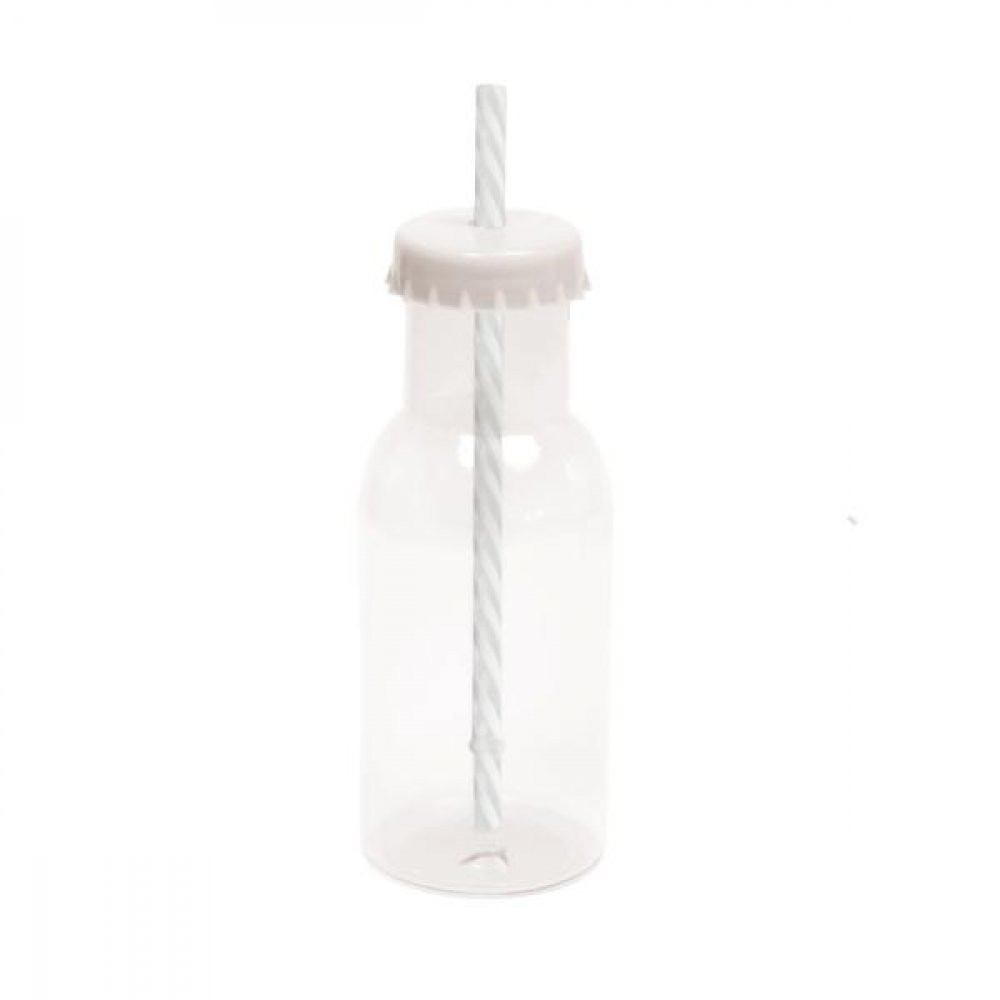 GARRAFINHA DE PLASTICO C/CANUDO BRANCO 6,5X20 C/1 UN