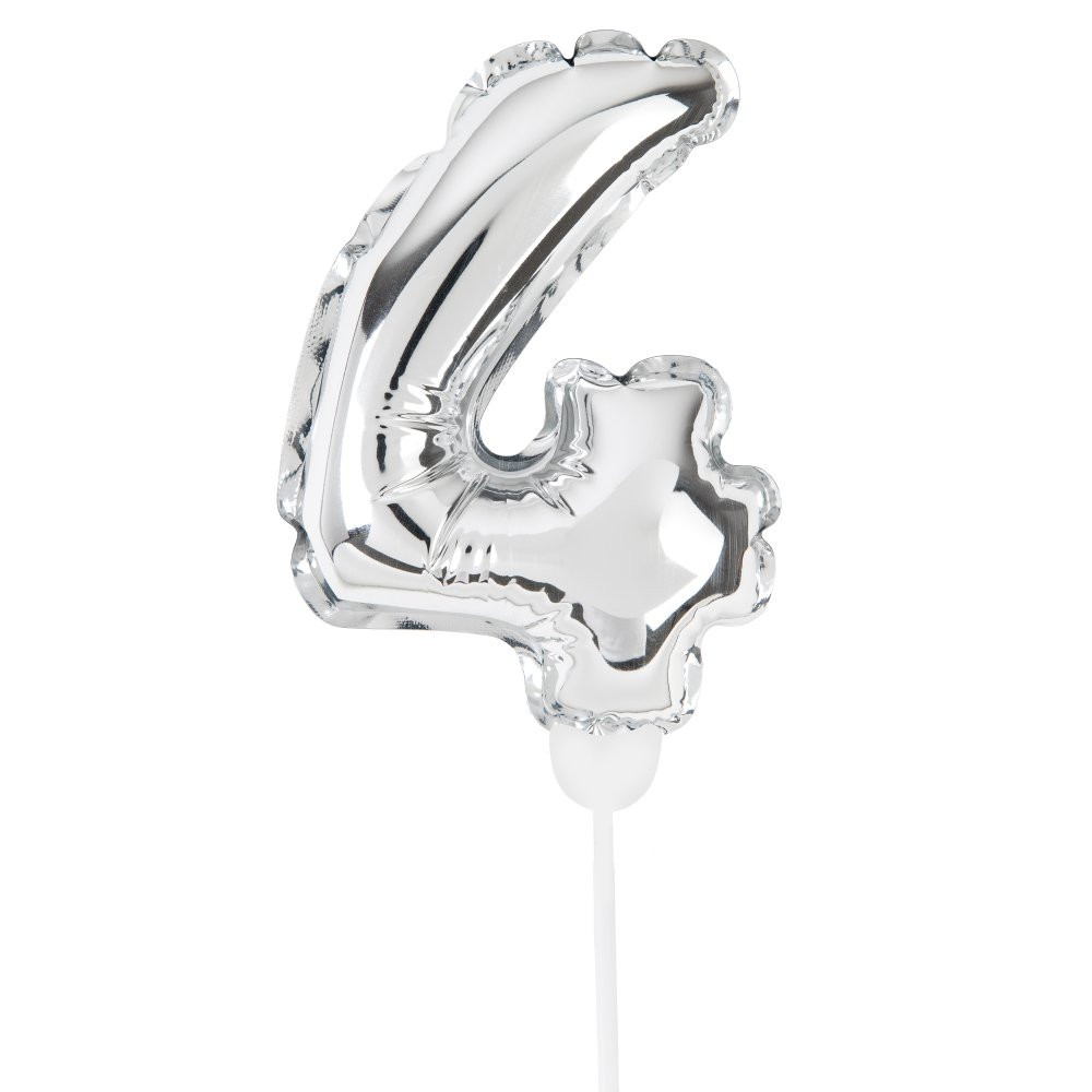 MINI BALAO AUTO INFLAVEL C/VARETA NUMERO 4 PRATA C/1 UN