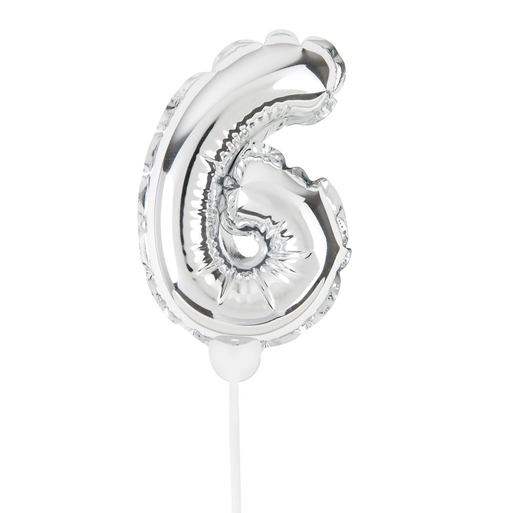 MINI BALAO AUTO INFLAVEL C/VARETA NUMERO 6 PRATA C/1 UN