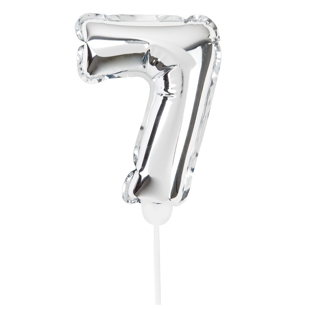 MINI BALAO AUTO INFLAVEL C/VARETA NUMERO 7 PRATA C/1 UN