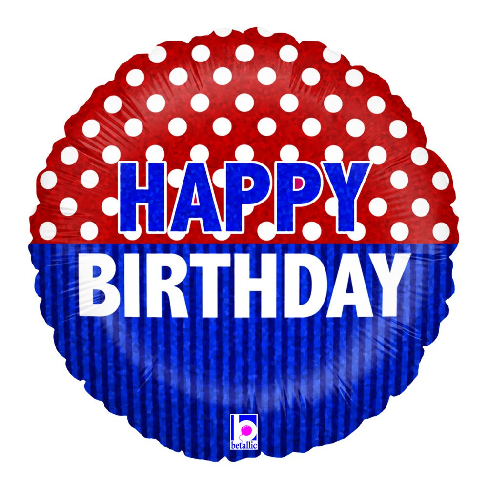BALAO METALIZADO HOLOG REDONDO HAPPY BDAY NAUTICO 18 C/01