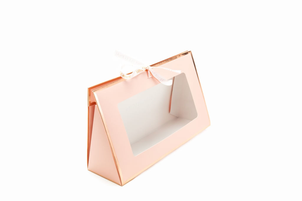 CAIXA TRIANGULAR ROSA CLARO 27X9X16 C/1 UN