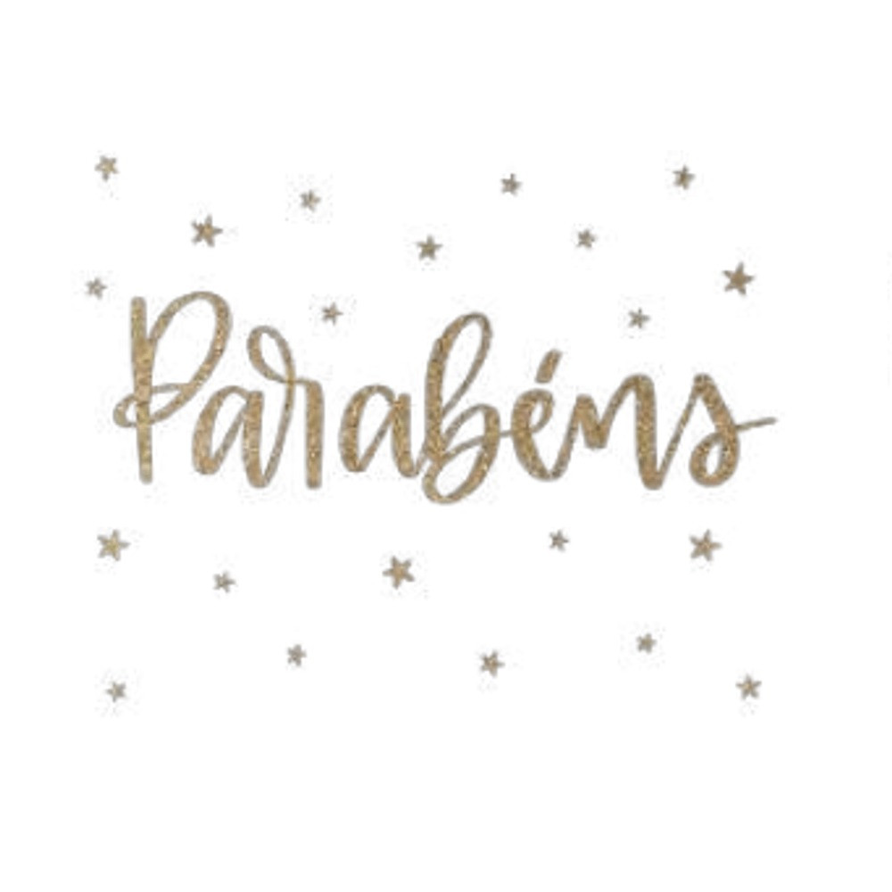 LETTERING TRANSF P/BALAO PARABENS C/GLITTER P OURO C/1 UN