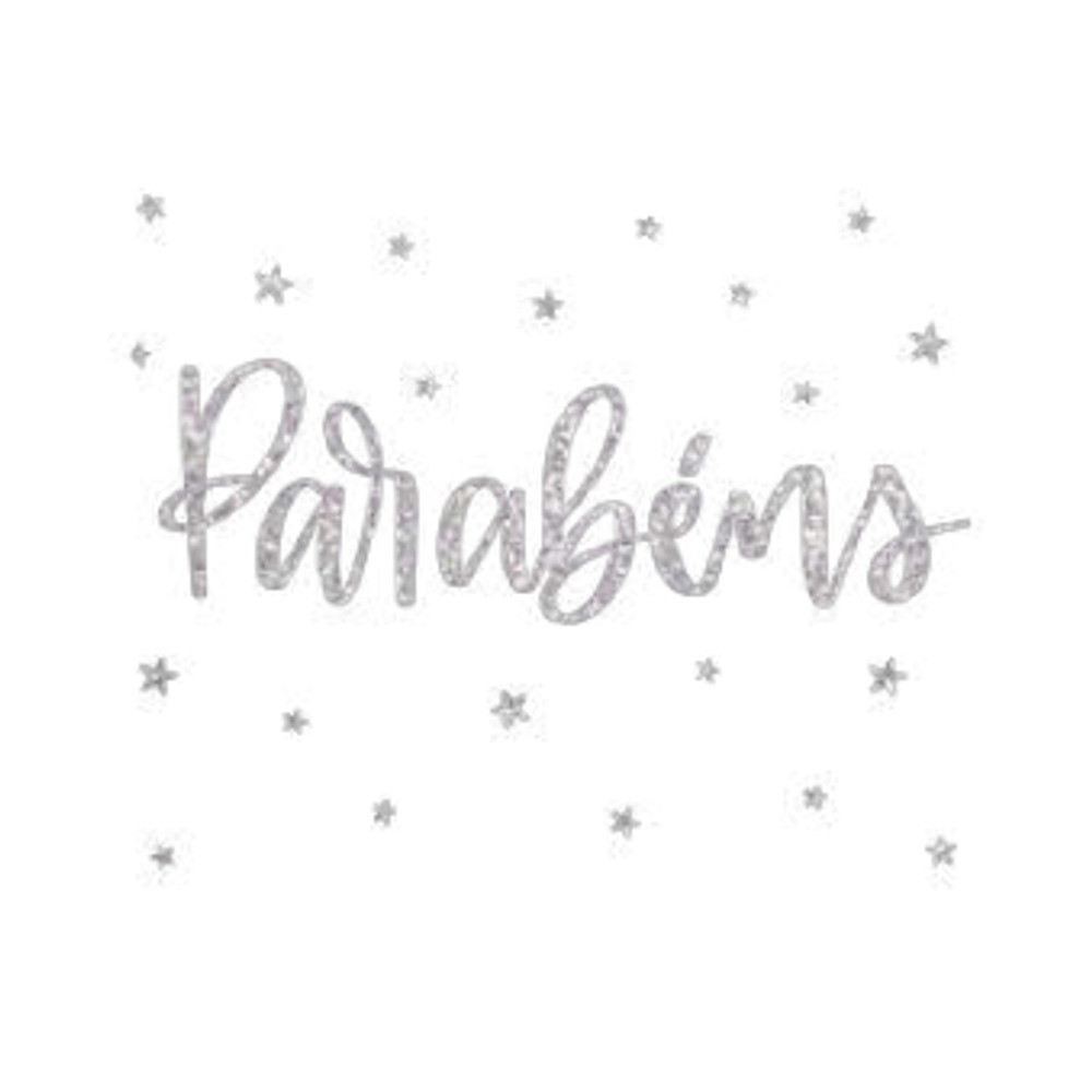 LETTERING TRANSF P/BALAO PARABENS C/GLITTER PP NAC C/1 UN
