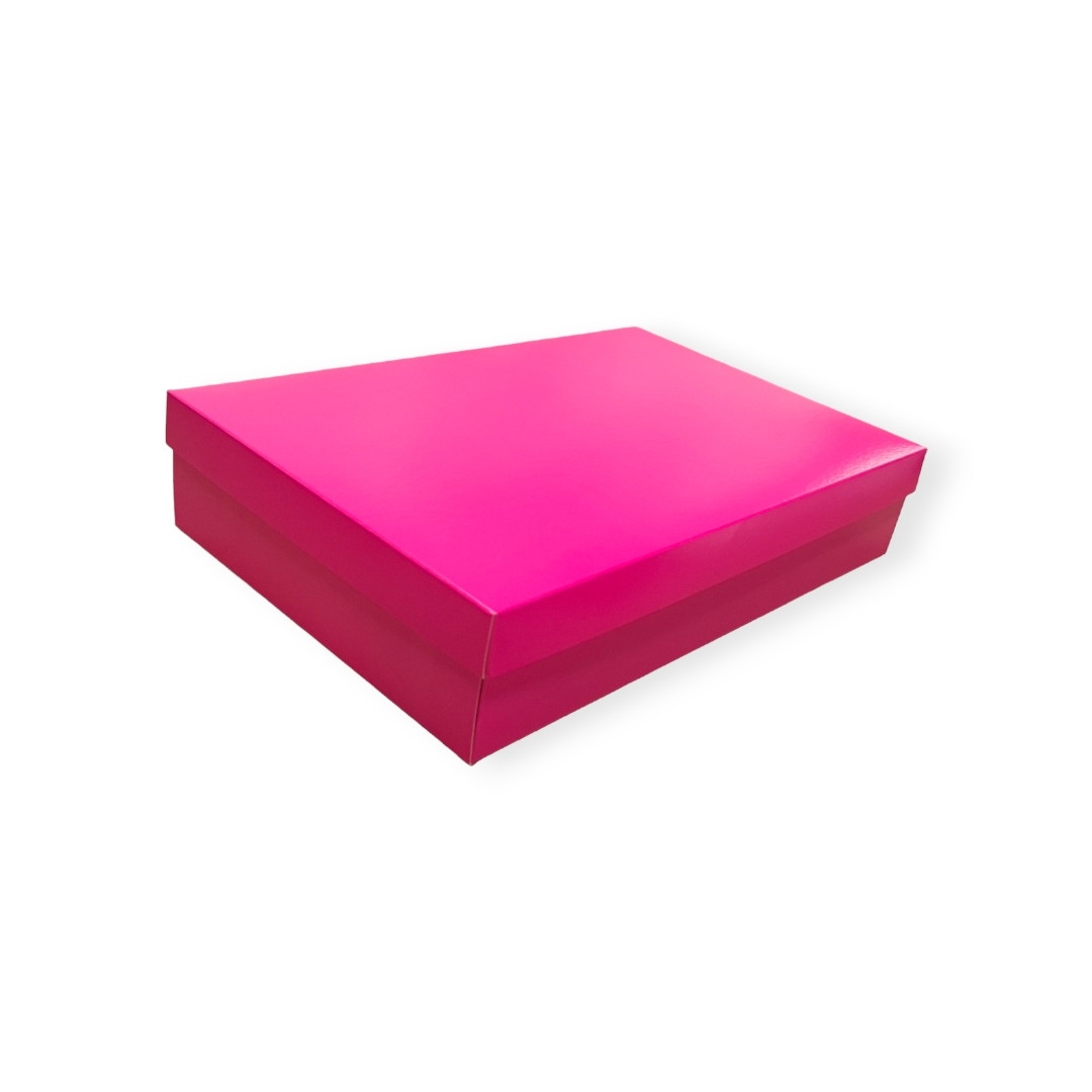 CAIXA PRESENTE RETANGULAR GOFRADA P ROSA NEON COR 1 19X14X4 C/1 UN