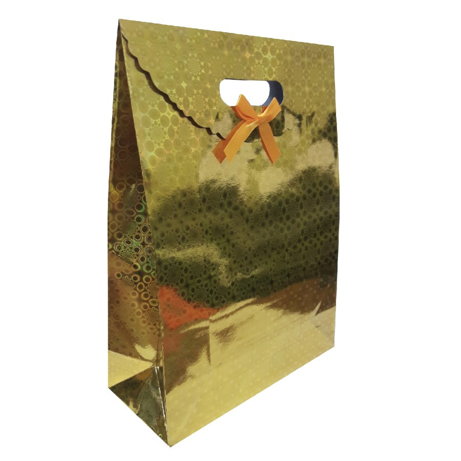SACOLA LASER HOLOGRAFICA OURO TAM PP 12X16X6 C/1