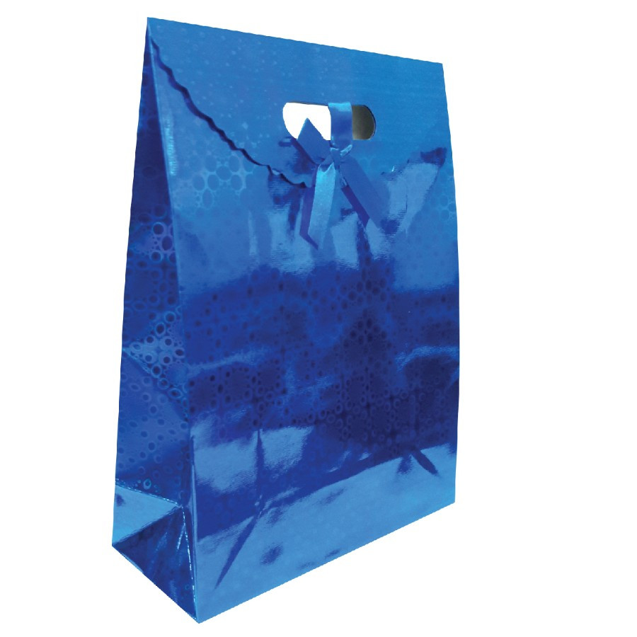 SACOLA LASER HOLOGRAFICA AZUL TAM PP 12X16X6 PCT C/1