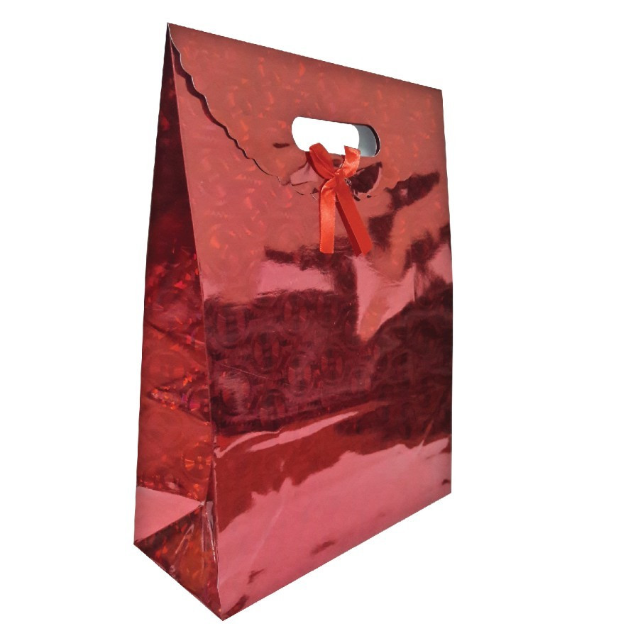 SACOLA LASER HOLOGRAFICA VERMELHO TAM PP 12X16X6 C/1