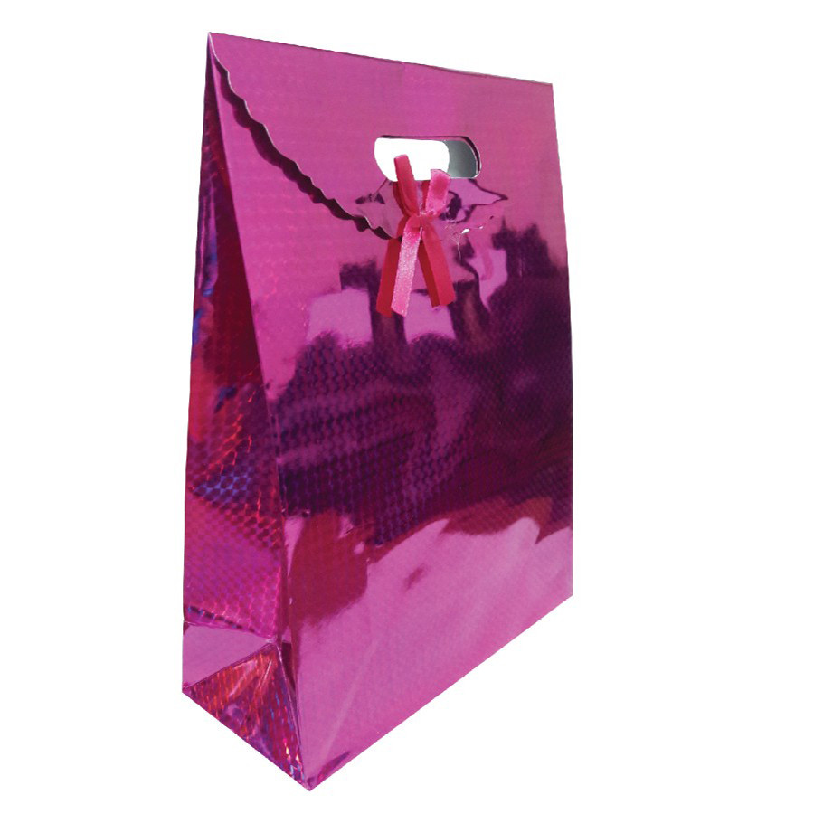 SACOLA LASER HOLOGRAFICA ROSA PINK TAM PP 12X16X6 C/1