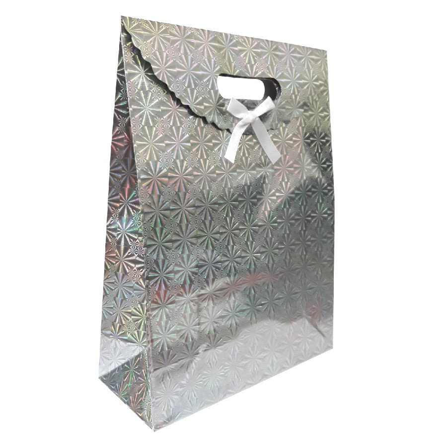 SACOLA LASER HOLOGRAFICA PRATA TAM PP 12X16X6 C/1
