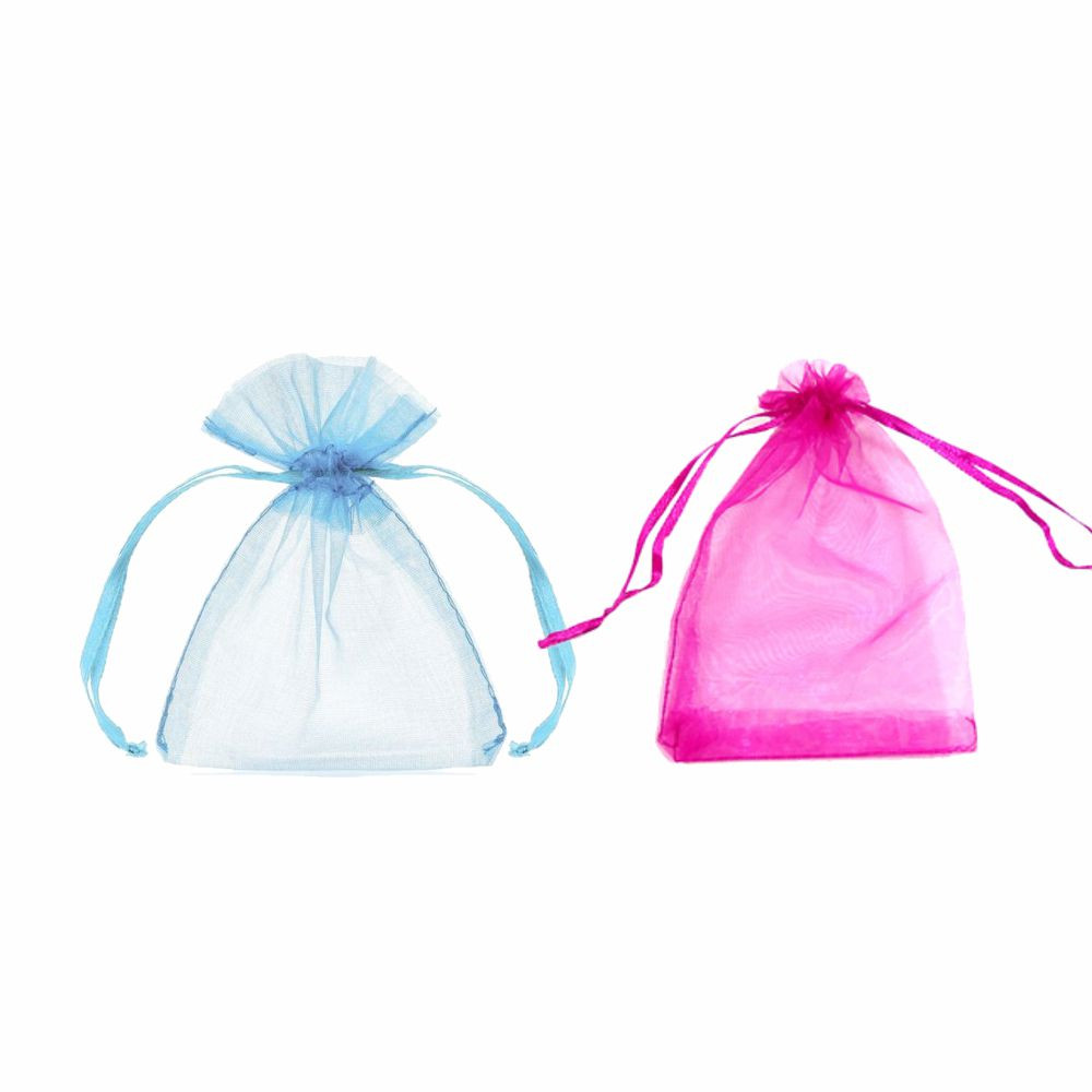 SAQUINHO DE ORGANZA TAM 8X10CM ROSA/AZUL PT C/10 UN