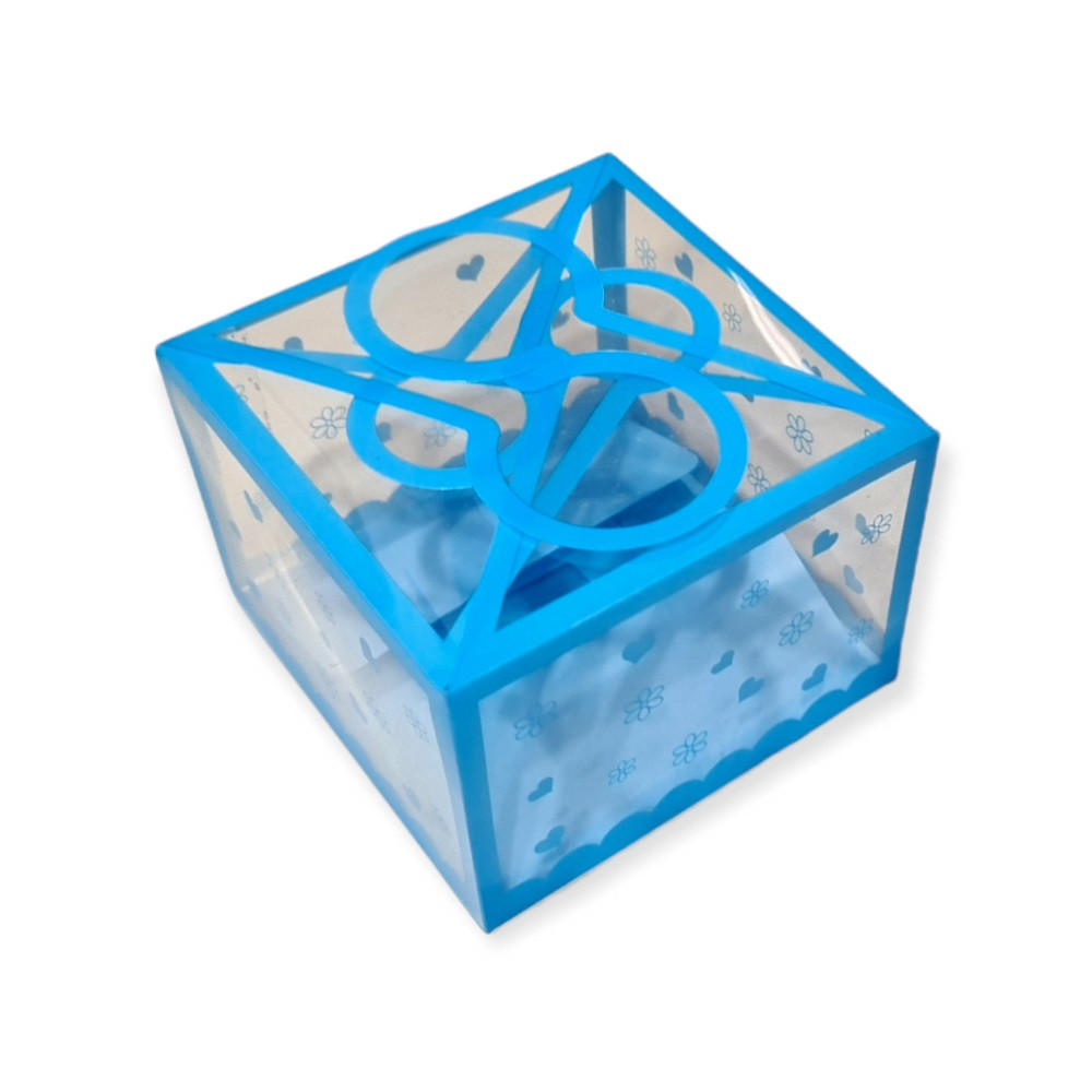 CAIXINHA DE PVC P/LEMBRANCINHA 7X7X5CM AZUL C/1 UN