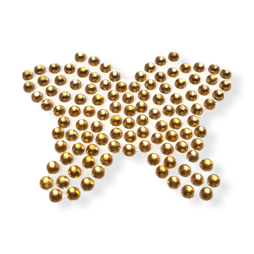 PIERCING ADESIVO STRASS P/PETS MODELO BORBOLETA DOURADO PT C/6 UN