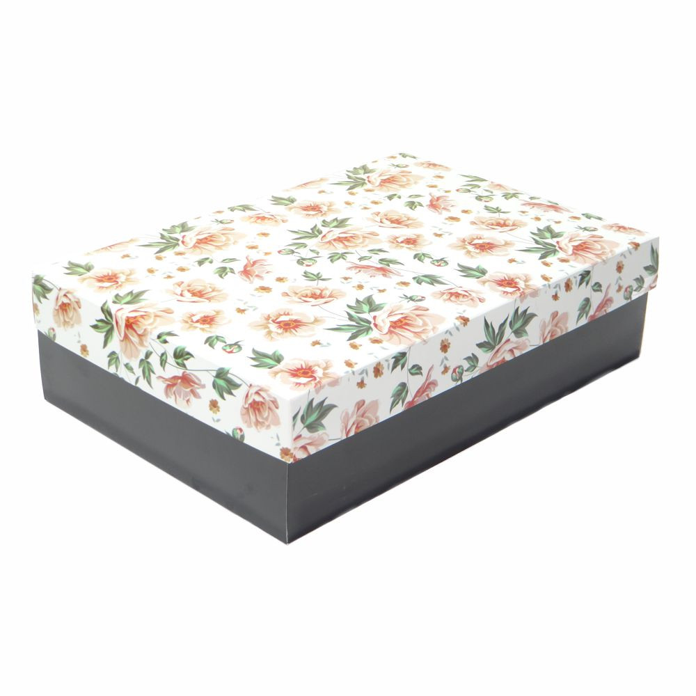 CX RET DUPLEX FD PRETO TP FLORAL BR 30X20X8CM C/1 UN