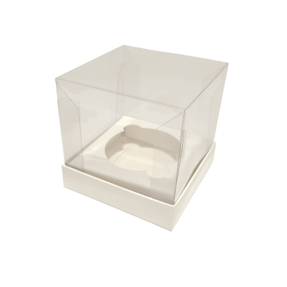 CAIXA P/1 CUPCAKE 8,5X8,5X8,5CM BRANCO C/VISOR ACETATO C/1 UN