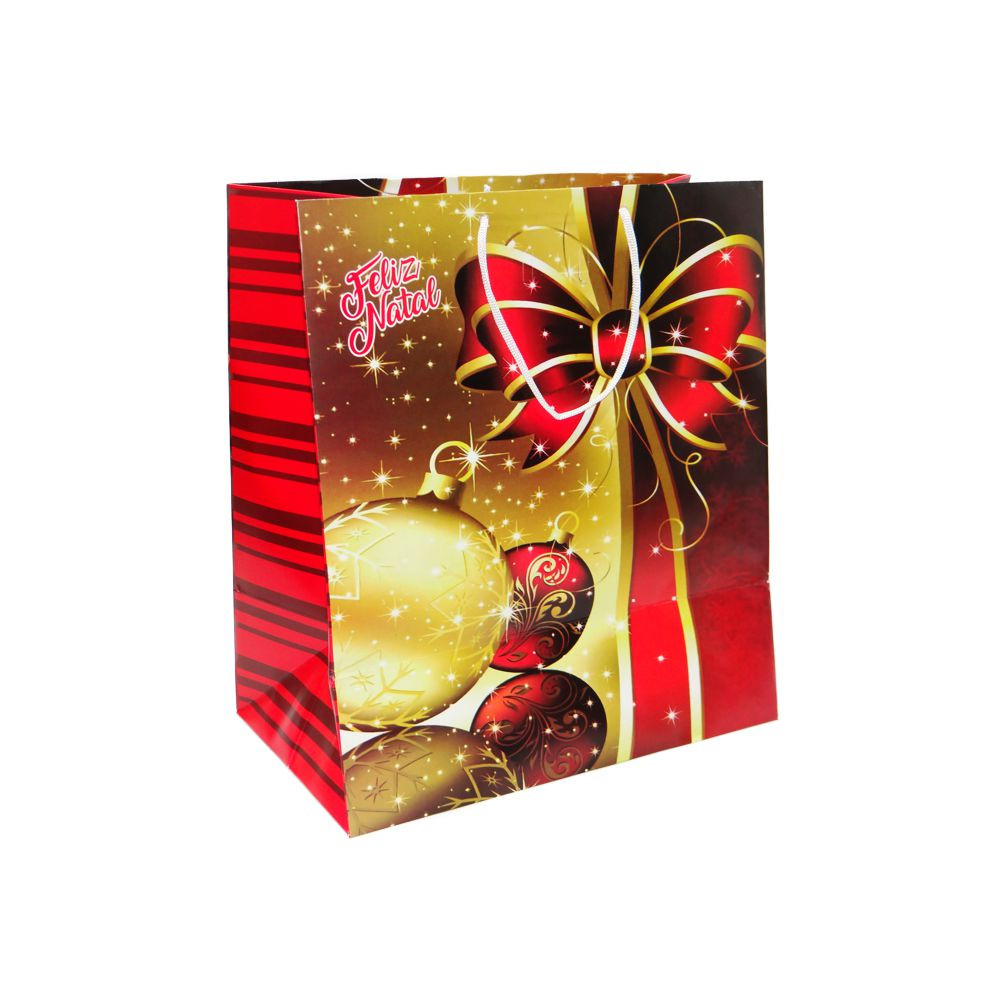 SACOLA NATAL M 30X18X34CM FELIZ NATAL C/1 UN